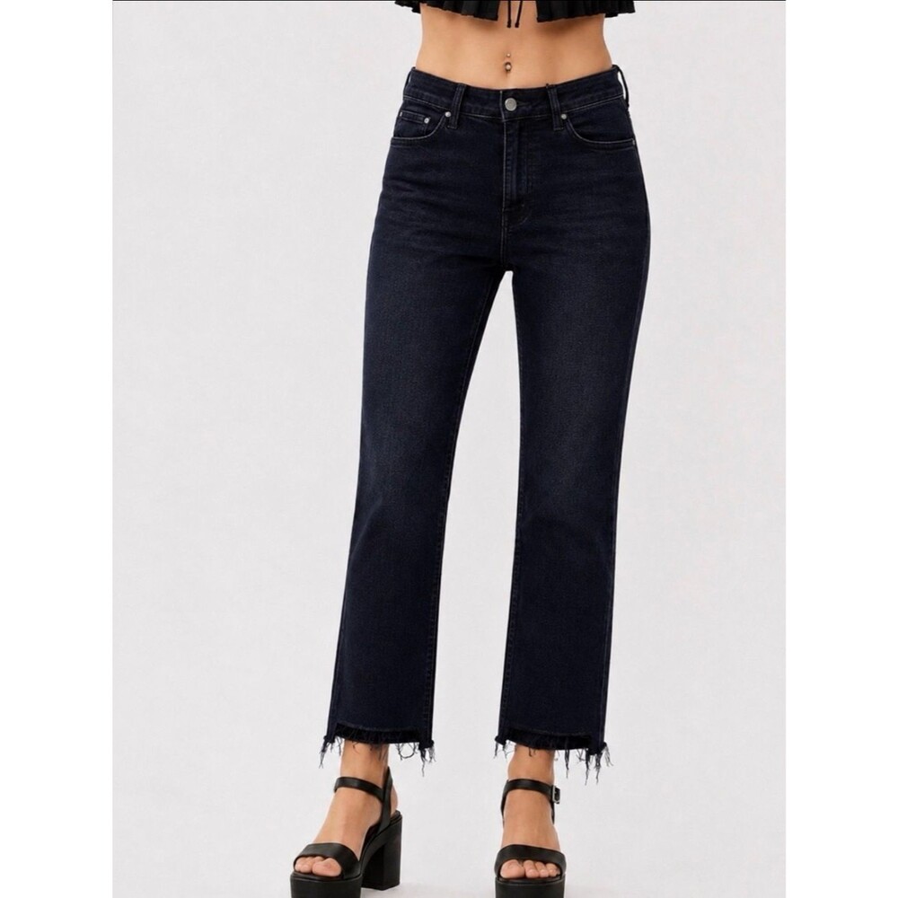MOTHER The Hustler Ankle Fray Encounters at Night Black Jeans 26x26 EUC